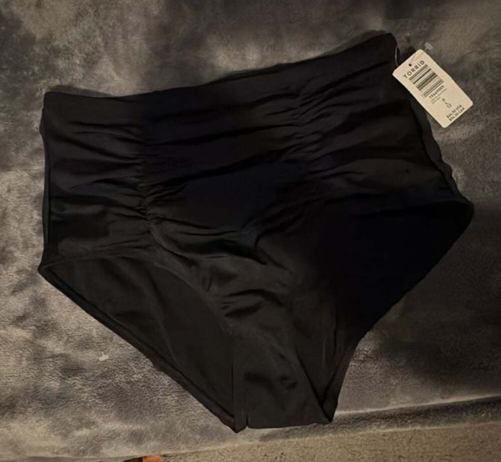 Torrid Black Ruched High-Waisted Swim Bottom Size 0
